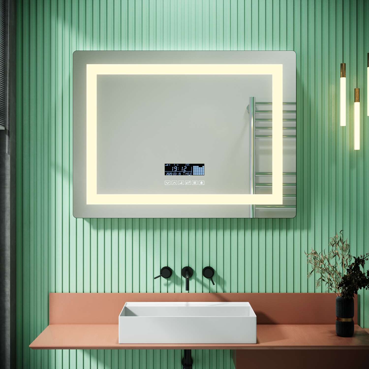 Illuminated Led Bathroom Mirror 800x600 Shaver Socket Bluetooth